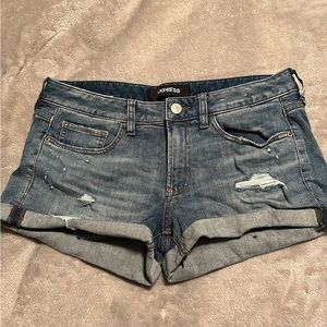 Express distressed shortie shorts